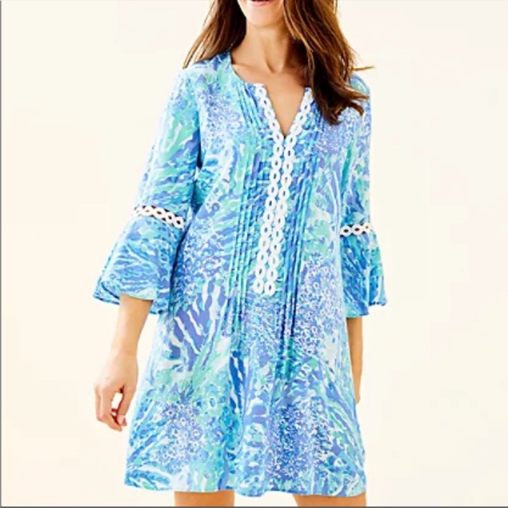 LILLY PULITZER Hollie Tunic Dress In Blue Haven Hey Hey Soleil